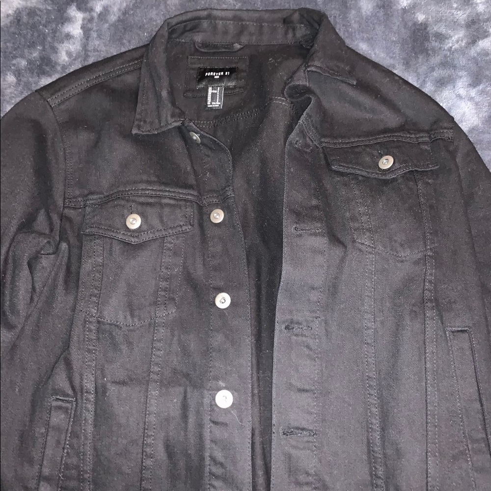 forever 21 black denim jean jacket